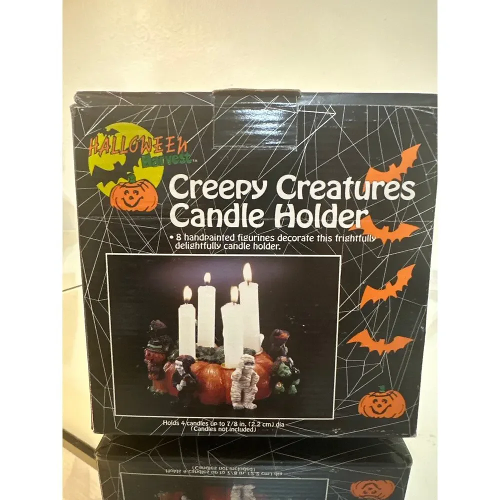 Vintage Creepy Creatires Candle Holder 8 handpainted figurines. New in box heavy